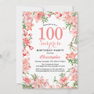 Verrassend 100e verjaardag Roze Boho botanische Fl Kaart
