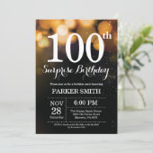 Verrassend 100e verjaardag Uitnodiging Gold Glitte (Staand voorkant)