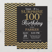 Verrassend 100e verjaardag Uitnodiging Gold Glitte (Voorkant / Achterkant)