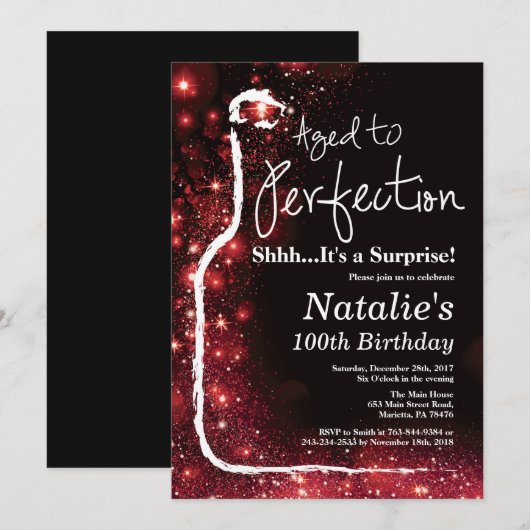 Verrassend 100e verjaardag wijn met perfecte perfe kaart (Voorkant / Achterkant)