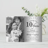 Verrassend 10e Jubileum met Photo Silver Black Kaart (Staand voorkant)