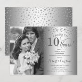 Verrassend 10e Jubileum met Photo Silver Black Kaart (Voorkant / Achterkant)