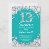Verrassend 13e verjaardag Blauwgroen en Silver Dia Kaart (Voorkant)