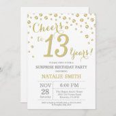 Verrassend 13e verjaardag Gold Glitter Diamond Kaart (Voorkant / Achterkant)