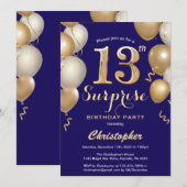 Verrassend 13e verjaardag marineblauw en gouden ba kaart (Voorkant / Achterkant)