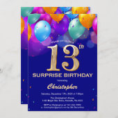 Verrassend 13e verjaardag marineblauw en gouden ba kaart (Voorkant / Achterkant)