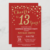 Verrassend 13e verjaardag Red en Gold Diamond Kaart (Voorkant / Achterkant)