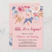 Verrassend 13e verjaardag Roze botanische flora Kaart (Voorkant / Achterkant)