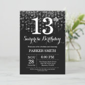 Verrassend 13e verjaardag Uitnodiging Silver Glitt (Staand voorkant)