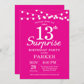 Verrassend 13e verjaardag Uitnodiging warm roze (Voorkant / Achterkant)