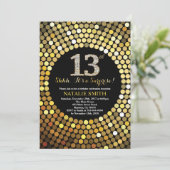 Verrassend 13e verjaardag zwart en gouden glitter kaart (Staand voorkant)