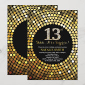 Verrassend 13e verjaardag zwart en gouden glitter kaart (Voorkant / Achterkant)