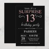 Verrassend 13e verjaardag zwart en Roos roze goud Kaart (Voorkant / Achterkant)