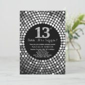 Verrassend 13e verjaardag zwart en zilver glitter kaart (Staand voorkant)