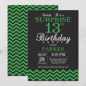 Verrassend 13e verjaardag zwarte en groene Chevron Kaart (Voorkant / Achterkant)