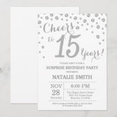 Verrassend 15e verjaardag Silver Glitter Diamond Kaart (Voorkant / Achterkant)