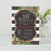 Verrassend 15e verjaardag Uitnodiging kerstgoud (Staand voorkant)