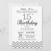 Verrassend 15e verjaardag Uitnodiging Zilveren Gli (Voorkant)