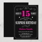 Verrassend 15e verjaardag warme roze en zwart kaart (Voorkant / Achterkant)