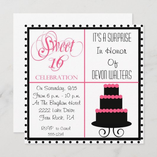 Verrassend 16e verjaardag 16e verjaardag uitnodigi kaart (Voorkant / Achterkant)
