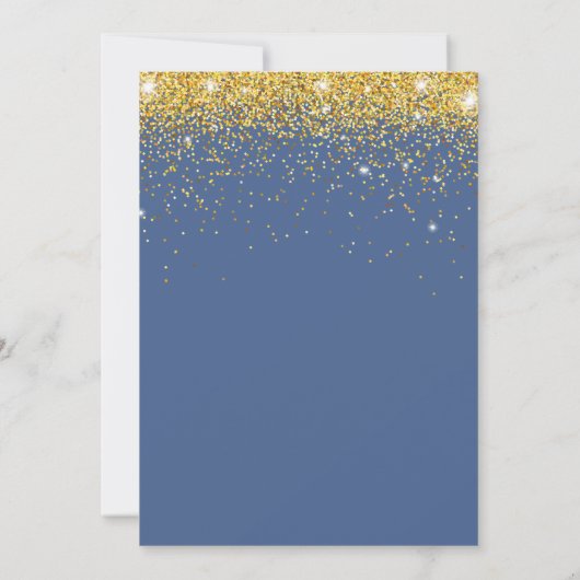 Verrassend 16e verjaardag blauw en goudglitter kaart (Achterkant)