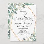 Verrassend 16e verjaardag Eucalyptus Greenery & Go Kaart (Voorkant / Achterkant)