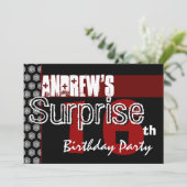 Verrassend 16e verjaardag Modern Red Black Kaart (Staand voorkant)