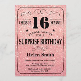 Verrassend 16e verjaardag Roze Rose Gold Glitter Kaart
