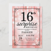 Verrassend 16e verjaardag Uitnodiging Roze Glitter (Voorkant)