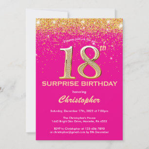 Verrassend 18e verjaardag Hot Pink en Gold Glitter Kaart