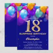 Verrassend 18e verjaardag marinenblauw en gouden b kaart (Voorkant / Achterkant)