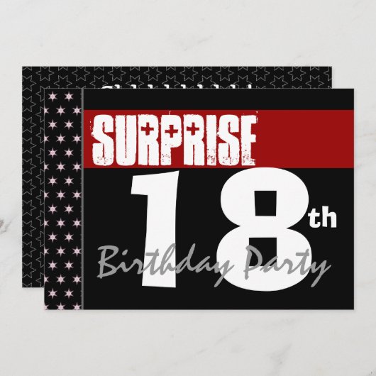 Verrassend 18e verjaardag Moderne Zwarte en Rode P Kaart (Voorkant / Achterkant)