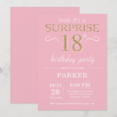 Verrassend 18e verjaardag Roze en Gold Glitter Kaart (Voorkant / Achterkant)