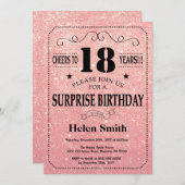 Verrassend 18e verjaardag Roze Rose Gold Glitter Kaart (Voorkant / Achterkant)