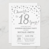 Verrassend 18e verjaardag Silver Glitter Diamond Kaart (Voorkant / Achterkant)