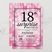 Verrassend 18e verjaardag Uitnodiging Roze Glitter (Voorkant / Achterkant)