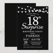 Verrassend 18e verjaardag Uitnodiging zwart-wit (Voorkant / Achterkant)