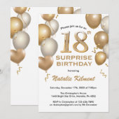 Verrassend 18e verjaardag Witte en gouden ballonne Kaart (Voorkant / Achterkant)