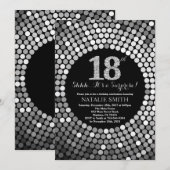 Verrassend 18e verjaardag zwart en zilver glitter kaart (Voorkant / Achterkant)