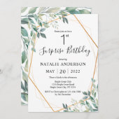 Verrassend 1e verjaardag Eucalyptus Greenery & Gol Kaart (Voorkant / Achterkant)