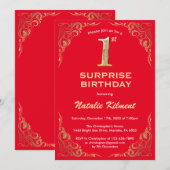 Verrassend 1e verjaardag Lijst met rode en goudgli Kaart (Voorkant / Achterkant)