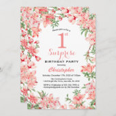 Verrassend 1e verjaardag Roze Boho botanische flor Kaart (Voorkant / Achterkant)