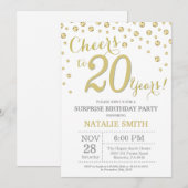 Verrassend 20e verjaardag Gold Glitter Diamond Kaart (Voorkant / Achterkant)