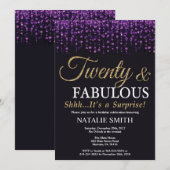 Verrassend 20e verjaardag Paars en Gold Glitter Kaart (Voorkant / Achterkant)
