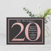 Verrassend 20e verjaardag Roos Roze Gold Glitter Kaart (Staand voorkant)