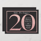 Verrassend 20e verjaardag Roos Roze Gold Glitter Kaart (Voorkant / Achterkant)