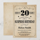 Verrassend 20e verjaardag Rustic  Retro Kaart (Voorkant / Achterkant)