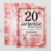 Verrassend 20e verjaardag Uitnodiging Rode Glitter (Voorkant / Achterkant)