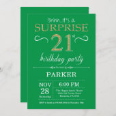 Verrassend 21e verjaardag Uitnodiging groen en gou (Voorkant / Achterkant)