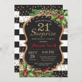 Verrassend 21e verjaardag Uitnodiging kerstgoud (Voorkant / Achterkant)